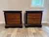 Pair of Wood and Black Trim Nightstands with Glass Tops - 2