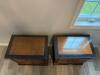 Pair of Wood and Black Trim Nightstands with Glass Tops - 3