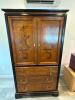Wood Armoire Chest with Floral Inlay - 2