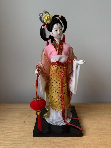 Chinese Woman Figurine in Pink and Gold Robe