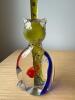 Glass Cat Figurine with Red Fish Detail - 2