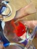Glass Cat Figurine with Red Fish Detail - 3