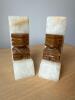 Pair Carved Stone Bookends with Tiki Motif