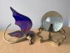 Glass Dragon Sculpture and Brass Stand with Crystal Ball