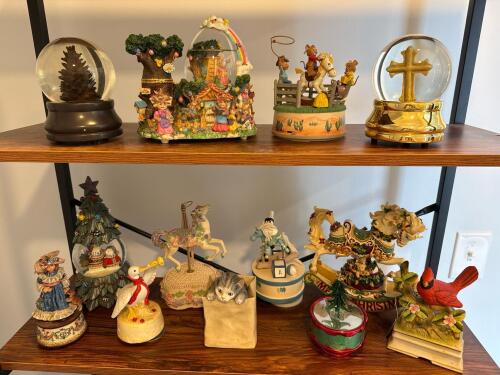 Assorted Musical Figurines and Snow Globes