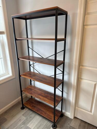 Industrial Metal Frame 5-Shelf Bookcase