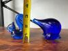 Cobalt Blue Glass Animal Figurines Set - 2