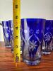 Six Cobalt Blue Cut to Clear Crystal Glasses - 2