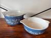 Pyrex Blue and White Daisy Cinderella Casseroles - 2