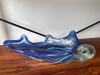 Blue Art Glass Wave Bowl