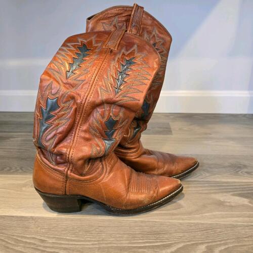 Pair of Western Cowboy Boots, Brown Leather