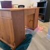 Pine Pedestal Desk with Brass Handles - 3
