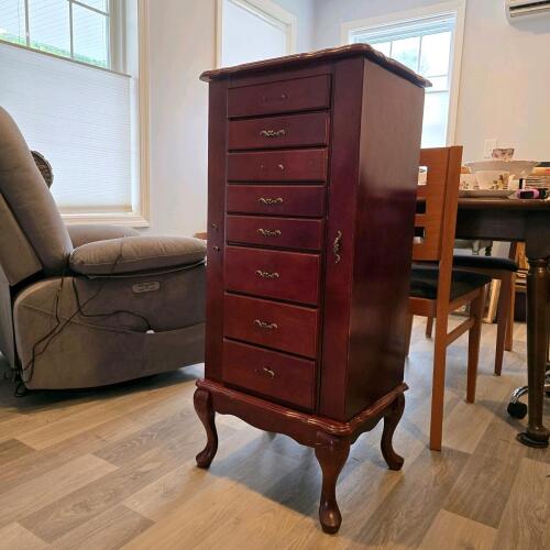Jewelry Armoire with Mirror and Drawers