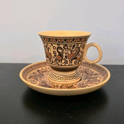 Greek Proto-Corinthian Replica Cup and Saucer