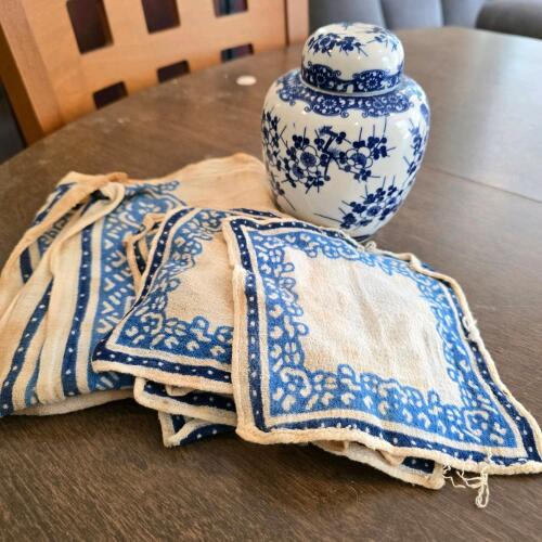 Blue and White Ginger Jar with Cloth Napkins