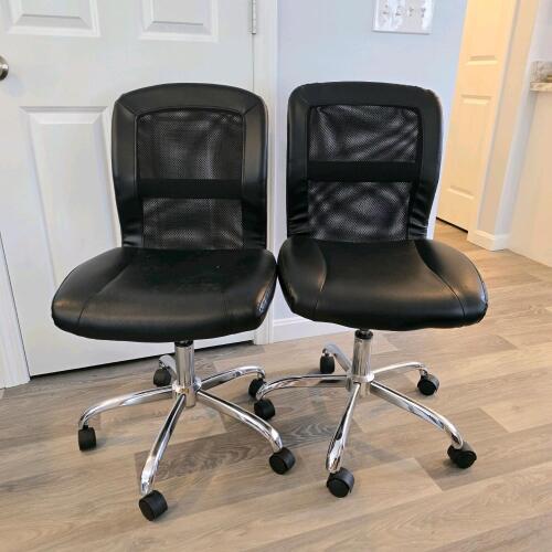Pair of Black Mesh Task Office Chairs