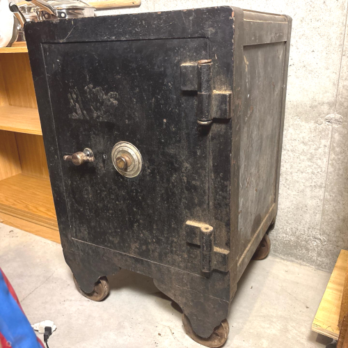 Antique Black Metal Safe with Combination Lock
