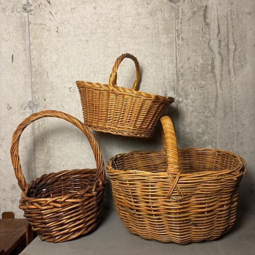 Three Woven Wicker Baskets
