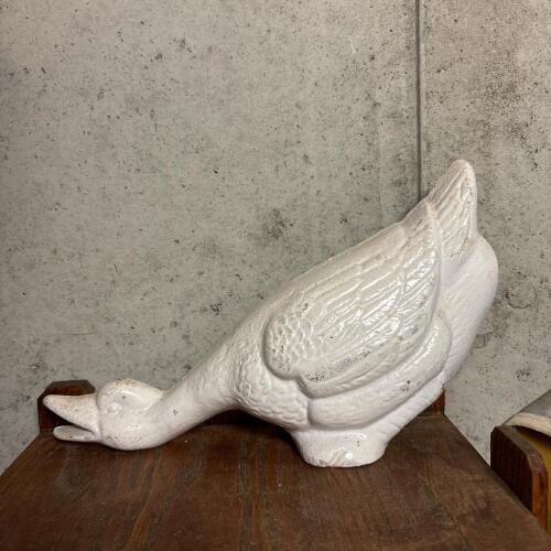 White Cast Iron Goose Doorstop