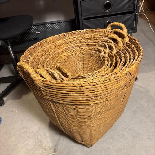 Set of 9 Nesting Woven Wicker Baskets