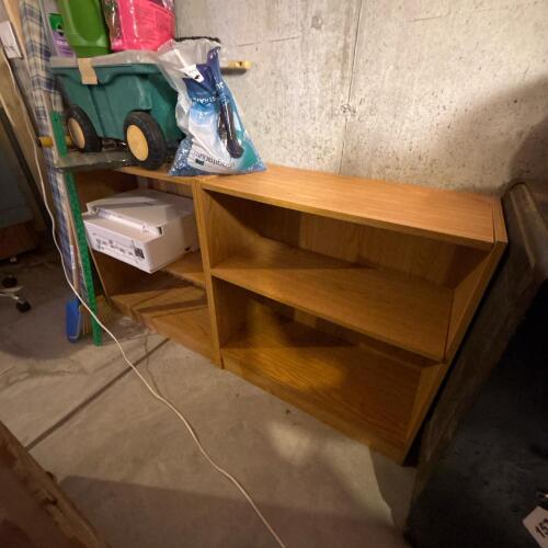 Pair of Wooden Two-Shelf Bookcases
