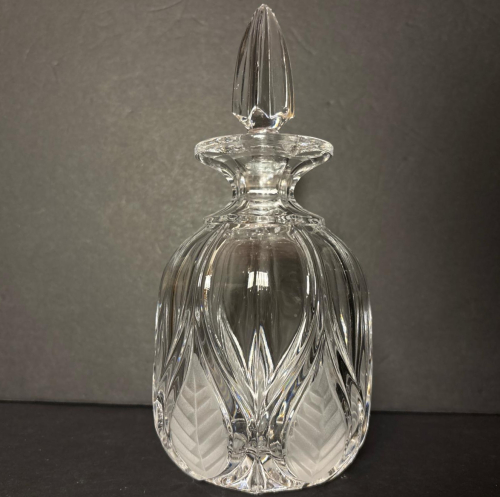 Etched Glass Decanter with Leaf Motif & Stopper