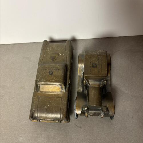 Two Vintage Metal Banthrico Suffolk County Bank Car Banks