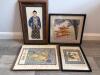 Four Framed Asian-Inspired Needlepoint Works