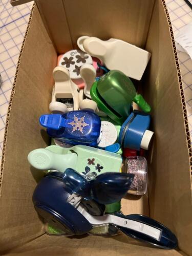 Lot of Craft Paper Punches and Flower Soft Jars