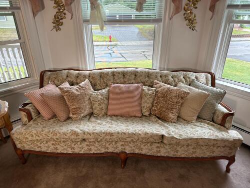 French Provincial-Style Floral Upholstered Sofa