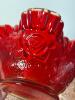 Cranberry Red Ruffled Glass Bowl With Rose Pattern - 4