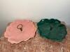 Pair of Ceramic Leaf Motif Serving Trays