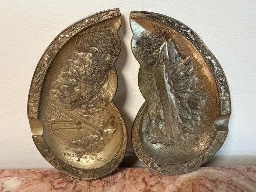 Pair of Flume and Avalanche Falls Franconia Notch Souvenir Ashtrays