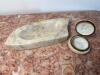 Porcelain Dresser Box with Cherub Motif and Carved Marble Dish