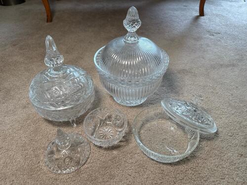 Cut Glass Lidded Candy Dishes