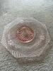 Depression Era Pink Etched Glass Plate with Floral Design