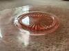 Depression Era Pink Etched Glass Plate with Floral Design - 2