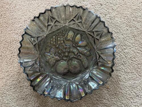 Smoke Iridescent Federal Glass Pioneer Carnival Fruit Bowl