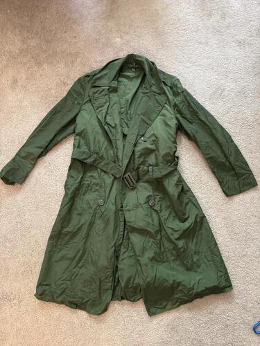 E.L. GoureaU Olive Green Trench Coat