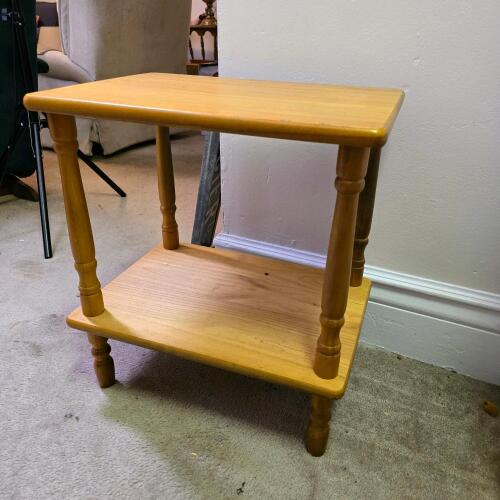 Two-Tier Wooden Side Table, 21.5 in H x 19.5 in W x 13.5 in D