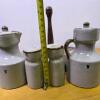 Ceramic Condiment Jars with Wooden Lazy Susan, 8.5" Diameter - 2