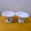 Milk Glass Compotes Pair With Reticulated Rim