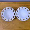 Milk Glass Compotes Pair With Reticulated Rim - 2