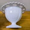 Milk Glass Compotes Pair With Reticulated Rim - 4