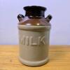 Stoneware Milk Jug, Brown and Tan, 6.5 in.