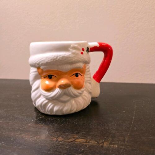 Santa Claus Mug, 3.5 in. Height, Ceramic, Paint Wear