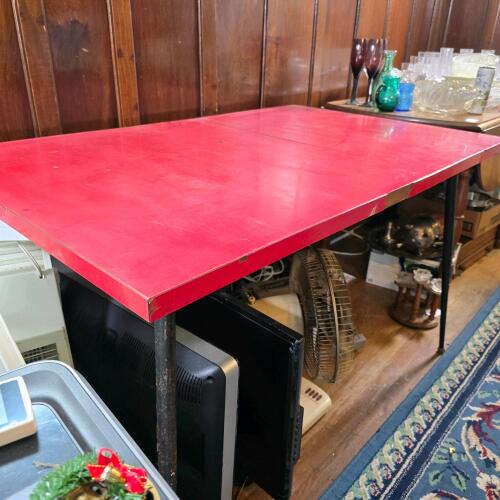 Vintage Red Laminate Top Dining Table