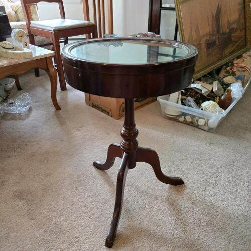 The Bombay Company Round Glass Top Display Table