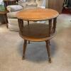Round Two-Tier Wooden Side Table