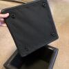 Small Black Faux Leather Storage Ottoman - 2